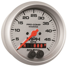 Load image into Gallery viewer, AutoMeter GAUGE; SPEEDOMETER; 3 3/8in.; 50MPH; GPS; MARINE SILVER - eliteracefab.com