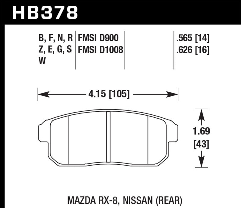 Hawk Performance Blue 9012 Rear Brake Pads - HB378E.565 Hawk Performance