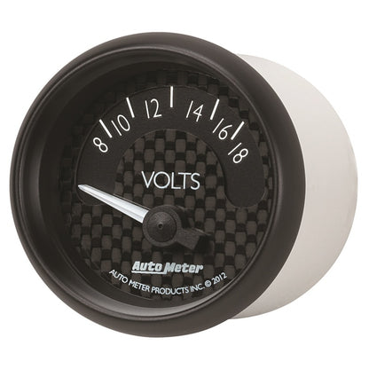 Autometer GT Series 52mm Short Sweep Electronic 8-18 Volts Voltmeter 8092