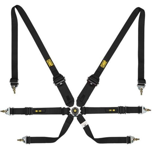 OMP ONE 3+2 6-Point Convertible Racing Harness - Black - FIA 8853-2016 - DA0-0205-A01-071