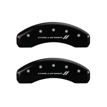 Load image into Gallery viewer, MGP 4 Caliper Covers Engraved Front &amp; Rear With stripes/Challenger Black finish silver ch MGP