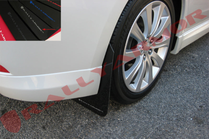 Rally Armor UR Mudflaps Black Urethane Silver Logo 2008-2011 Impreza / 2008-2010 WRX - eliteracefab.com