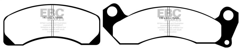 EBC 83-93 Ford Mustang 2.3 (Rear Rotors) Yellowstuff Front Brake Pads - eliteracefab.com