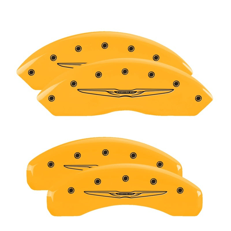 MGP 4 Caliper Covers Engraved Front & Rear Mopar Yellow Finish Black Char 2005 Chrysler Crossfire MGP