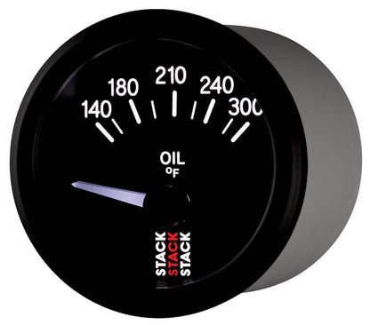Autometer Stack 52mm 140-300 Deg F 1/8in NPTF Electric Oil Temp Gauge - Black ST3210