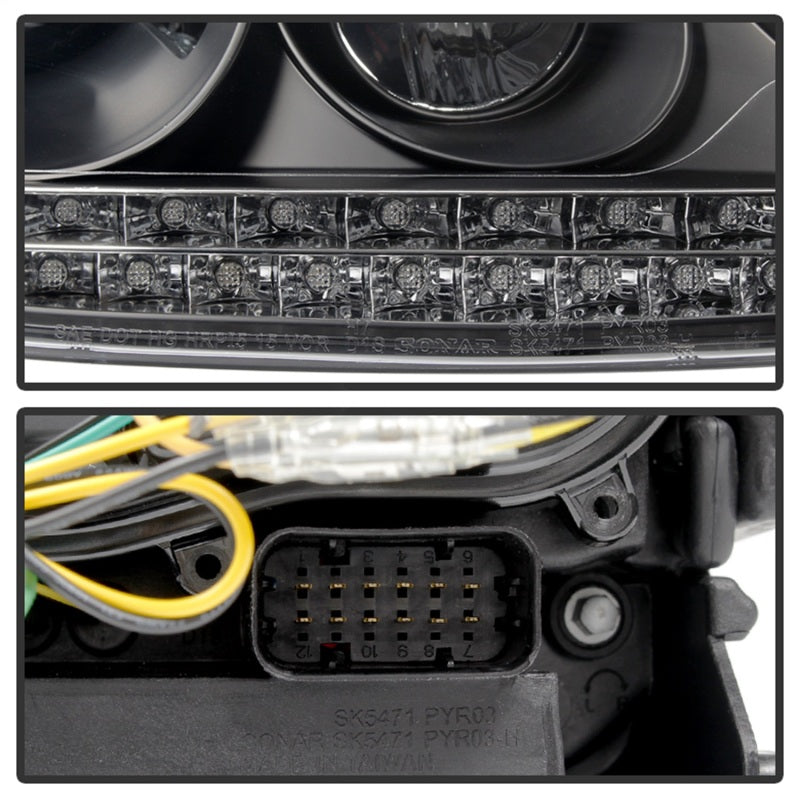 Spyder Porsche Cayenne 03-06 Projector Xenon/HID Model- DRL LED Blk PRO-YD-PCAY03-HID-DRL-BK - eliteracefab.com