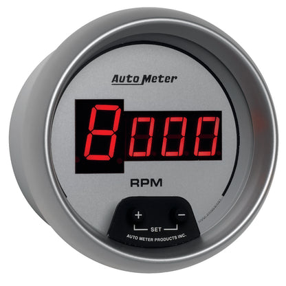 AutoMeter Gauge Tach 3-3/8in. 10K RPM In-Dash Digital Silver Dial W/ Red Led 6597