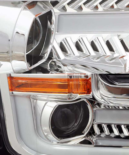 AlphaRex 880157 15-17 Ford F-150 PRO-Series Projector Headlights Plank Style Chrm w/Activ Light/Seq Signal