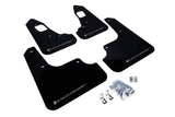 Rally Armor UR Mudflaps Urethane - Mitsubishi Evo X 2008-2015 - Black/SIlver