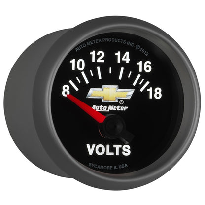 AutoMeter Gauge Voltmeter 2-1/16in. 18V Electric Chevy Gold Bowtie 880444
