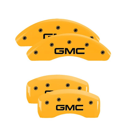 MGP 4 Caliper Covers Engraved Front & Rear GMC Yellow finish black ch MGP