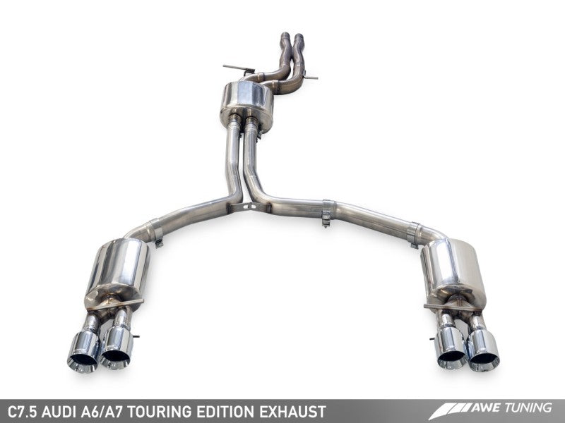 AWE Tuning Audi C7.5 A6 3.0T Touring Edition Exhaust - Quad Outlet Diamond Black Tips - eliteracefab.com
