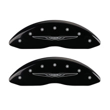 Load image into Gallery viewer, MGP 4 Caliper Covers Engraved Front &amp; Rear Style 2/Chrysler Wing Black finish silver ch