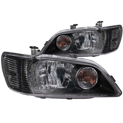 ANZO USA Mitsubishi Lancer Not Evo Crystal Headlights Black; 2002-2003 - eliteracefab.com