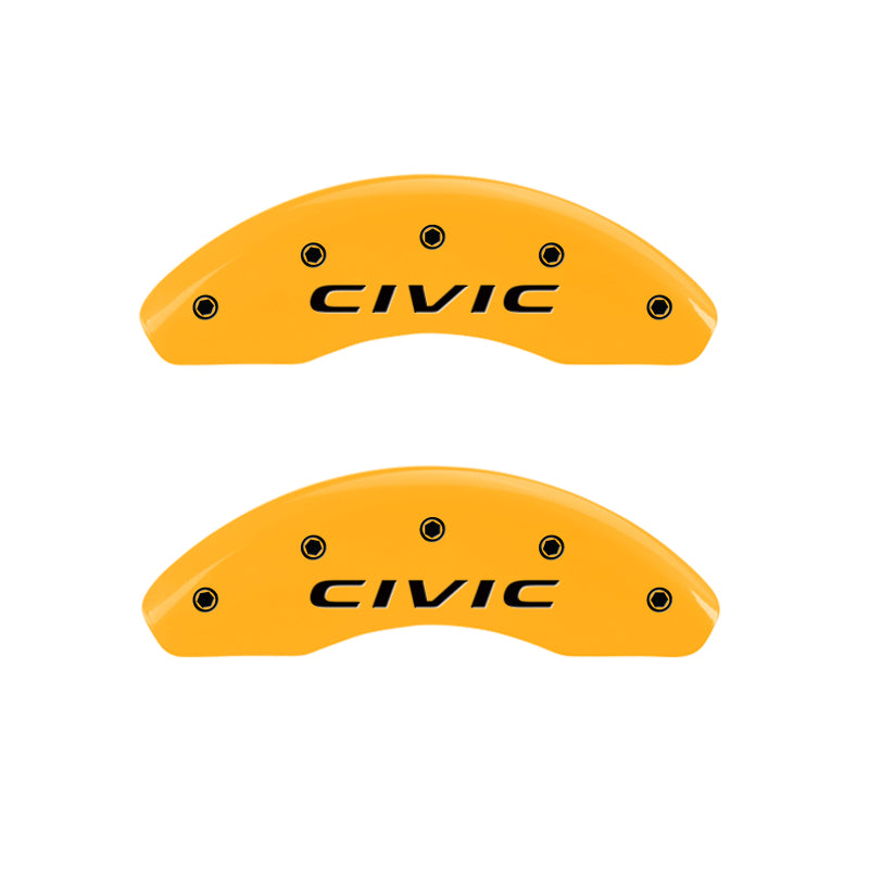 MGP 4 Caliper Covers Engraved Front 2016/CIVIC Engraved Rear 2016/CIVIC Yellow finish black ch MGP