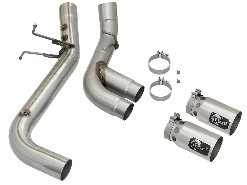 aFe Victory Series 4in 409-SS DPF-Back Exhaust w/ Dual Polished Tips 2017 GM Duramax V8-6.6L(td) L5P aFe