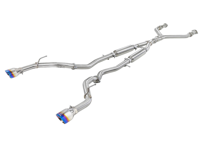 aFe POWER Takeda 2.5in 304 SS CB Exhaust w/ Blue Flame Tips 17-19 Infiniti Q60 V6-3.0L (tt) - eliteracefab.com