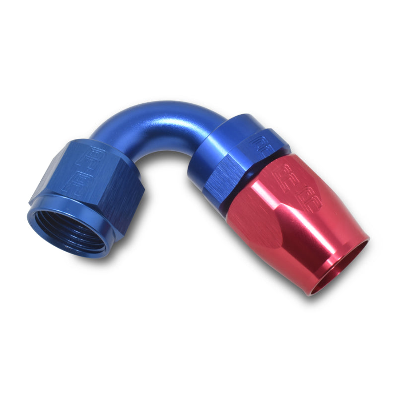 Russell Performance -6 AN Red/Blue 120 Degree Full Flow Swivel Hose End (With 9/16in Radius)