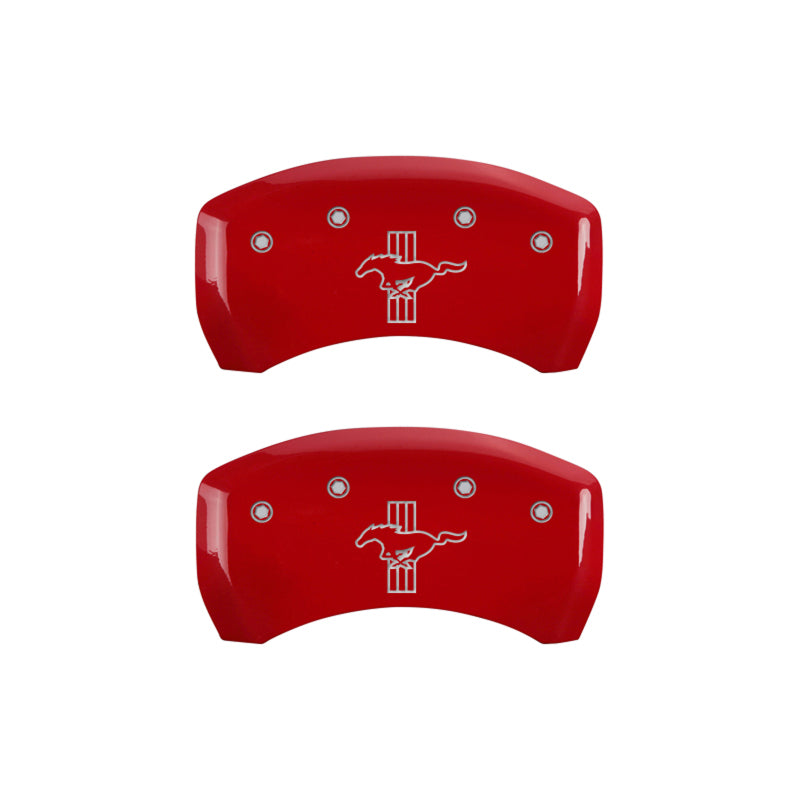 MGP 4 Caliper Covers Engraved Front Mustang Engraved Rear S197/Bar & Pony Red finish silver ch - eliteracefab.com