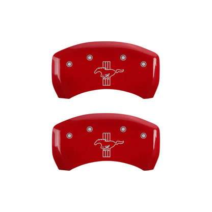 MGP 4 Caliper Covers Engraved Front Mustang Engraved Rear S197/Bar & Pony Red finish silver ch - eliteracefab.com