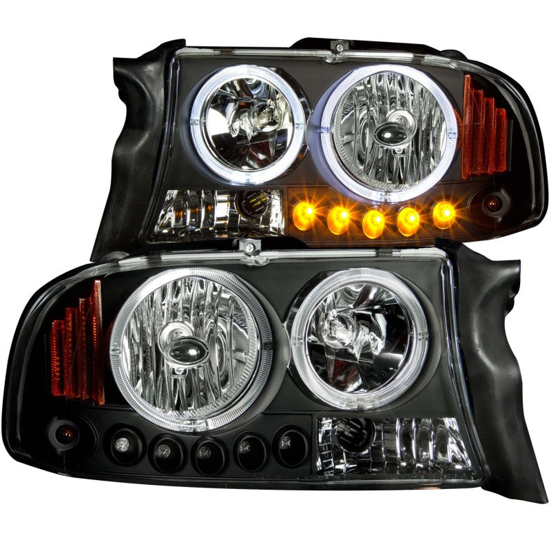 ANZO USA Dodge Dakota / Durango Projector Headlights W/ Halo Black 1 Pc; 1997-2004 - eliteracefab.com