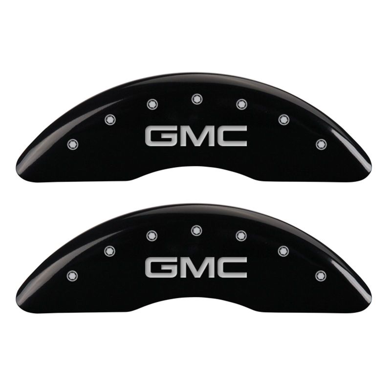 MGP 4 Caliper Covers Engraved Front & Rear GMC Black finish silver ch MGP