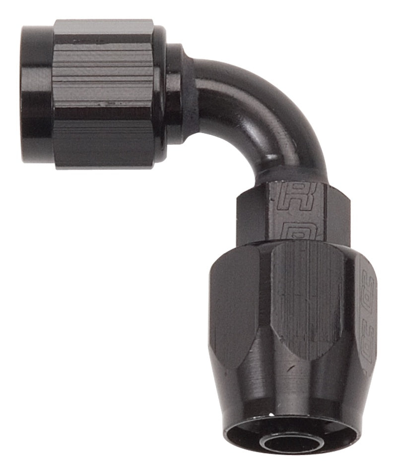 Russell Performance -4 AN Black 90 Degree Full Flow Hose End.