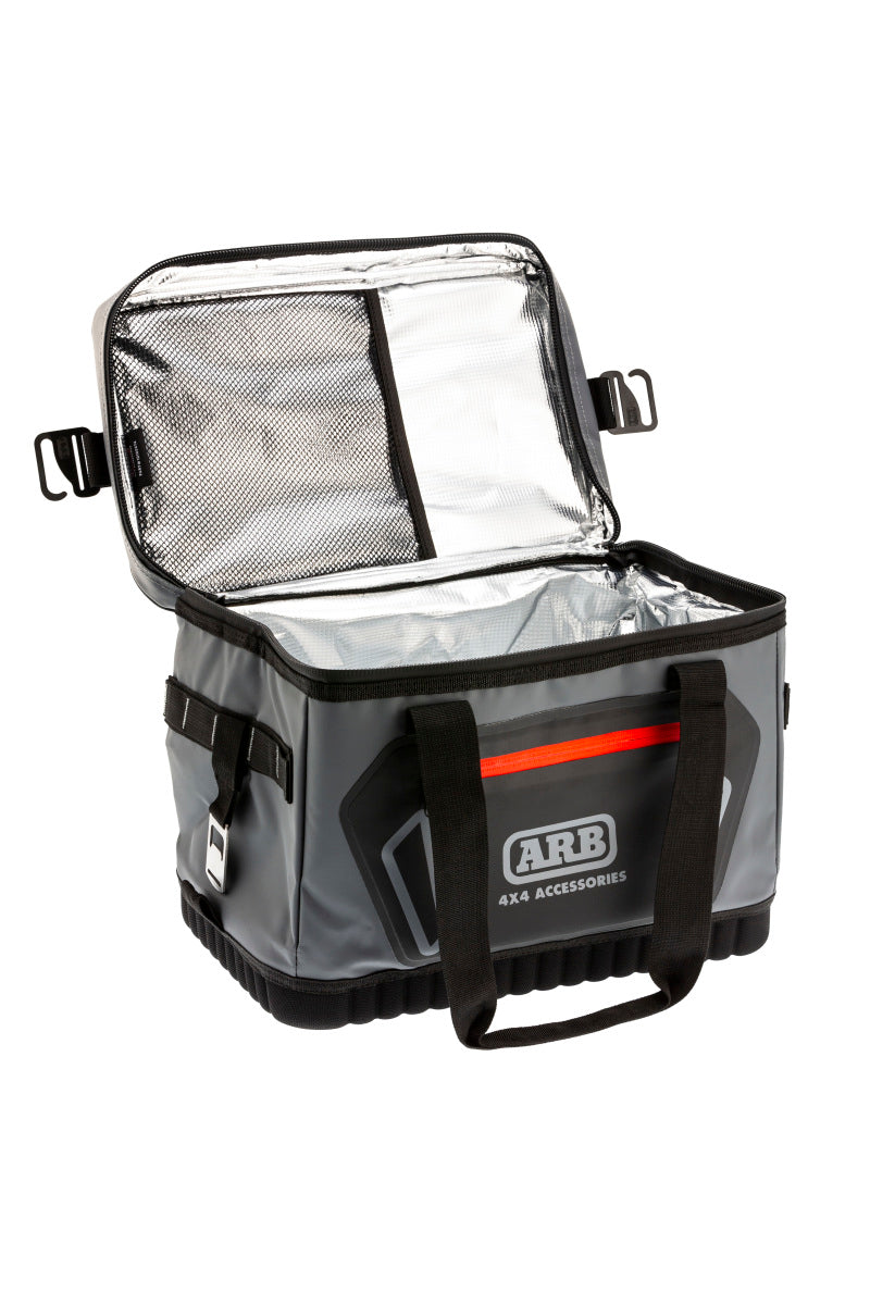 ARB Cooler Bag Charcoal w/ Red Highlights 15in L x 11in W x 9in H Holds 22 Cans - eliteracefab.com