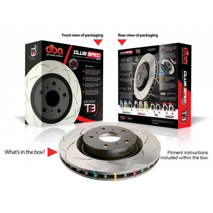 DBA 07-17 Kia Stinger Series CK GT 330S/330Si 3.3L V6 Rear Slotted 4000 T3 Series Rotor - eliteracefab.com