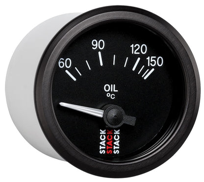Autometer Stack 52mm 60-150 Deg C M10 Male Electric Oil Temp Gauge - Black ST3209