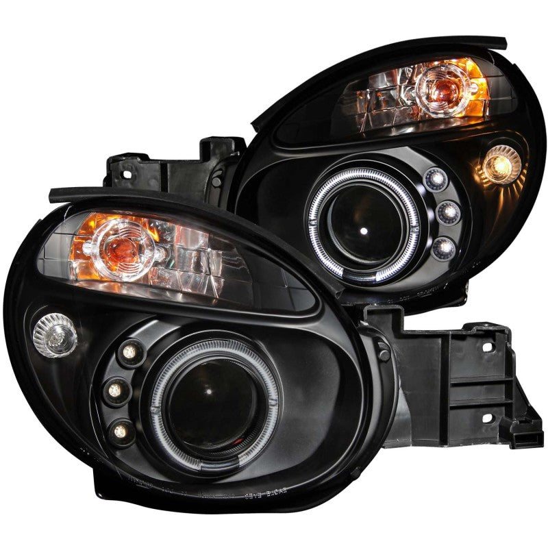 ANZO USA Subaru Impreza Projector Headlights W/ Halo Black; 2002-2003 - eliteracefab.com