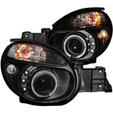 ANZO USA Subaru Impreza Projector Headlights W/ Halo Black; 2002-2003