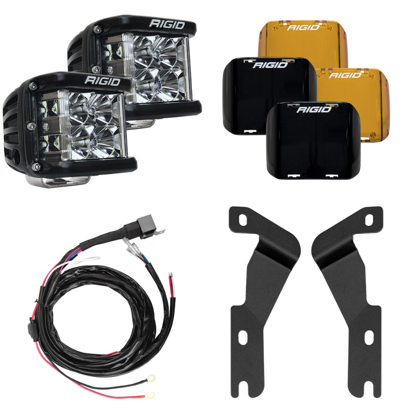 Rigid Industries 16-20 Toyota Tacoma A-Pillar Light Mount Kit (Incl. D-SS Flood/Black/Amber Covers) - eliteracefab.com