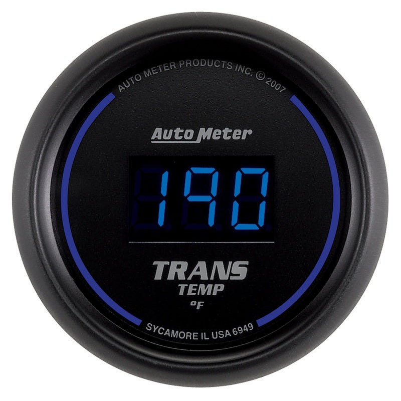 AutoMeter GAUGE; TRANS TEMP; 2 1/16in.; 340deg.F; DIGITAL; BLACK DIAL W/BLUE LED - eliteracefab.com