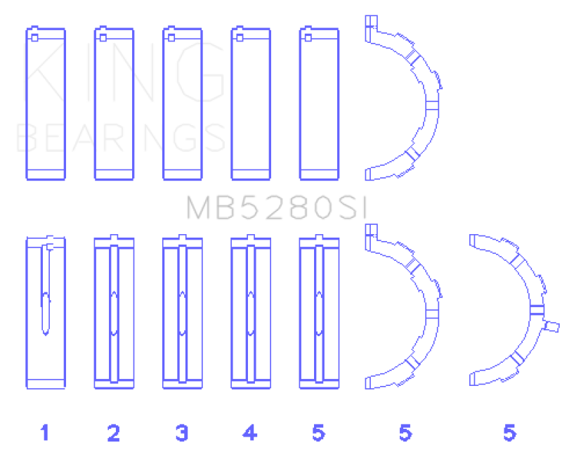 King Ford 281CI/330CI 4.6L/5.4L V8 (Size +0.25) Main Bearing Set King Engine Bearings