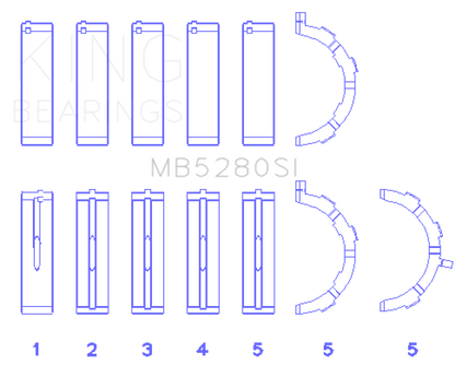 King Ford 281CI/330CI 4.6L/5.4L V8 (Size +0.25) Main Bearing Set King Engine Bearings