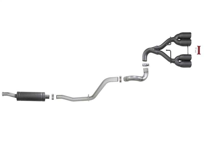 aFe Rebel Series 2.5in. 304 SS C/B Exhaust System 2018 Jeep Wrangler (JL) V6-3.6L - Black Tip aFe