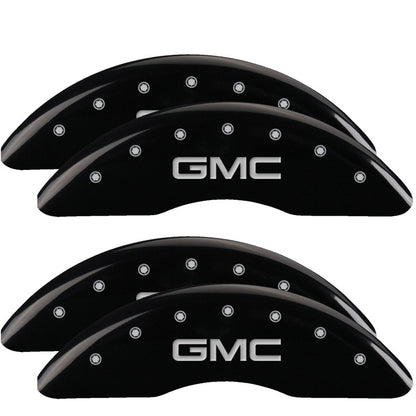 MGP 4 Caliper Covers Engraved Front & Rear GMC Black finish silver ch MGP