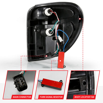 ANZO 2004-2007 Dodge  Grand Caravan LED Tail Lights w/ Light Bar Black Housing Clear Lens ANZO