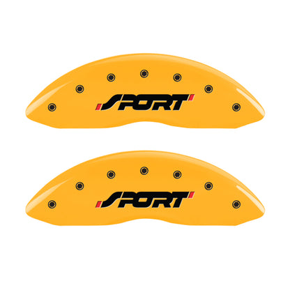MGP 4 Caliper Covers Engraved Front & Rear SPORT Yellow finish black ch MGP