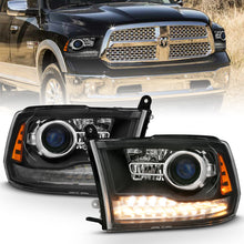 Load image into Gallery viewer, ANZO 2009-2018 Dodge Ram 1500 Projector Headlights Plank Style Halo w/Switchback Matte Black - eliteracefab.com