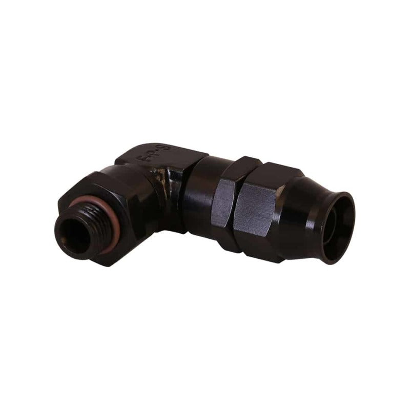 Aeromotive PTFE Hose End - AN-06 to AN-08 Hose - 90 Deg - Black Anodized Aeromotive