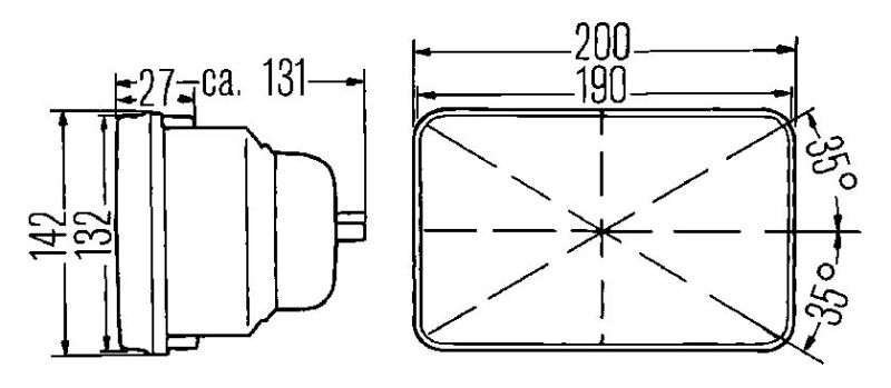 Hella Vision Plus 8in x 6in Sealed Beam Conversion Headlamp Kit (Legal in US for MOTORCYLCES ONLY) - eliteracefab.com