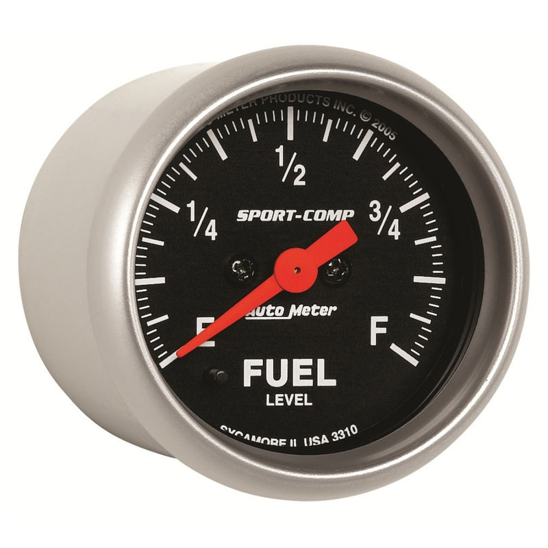 Autometer Sport Comp 52mm Full Sweep Electronic Fuel Level Programmable Empty-Full Range Gauge 3310