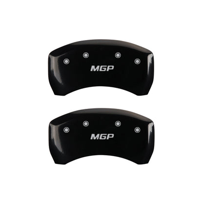 MGP 4 Caliper Covers Engraved Front & Rear MGP Black Finish Silver Char 2017 Cadillac XT5 MGP