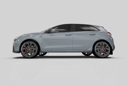 Rally Armor 2019+ Hyundai Elantra N Line UR Black Mud Flap w/ Performance Blue Logo - eliteracefab.com