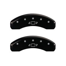 Load image into Gallery viewer, MGP 4 Caliper Covers Engraved Front &amp; Rear Bowtie Black finish silver ch MGP