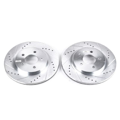 Power Stop 05-14 Ford Mustang Rear Evolution Drilled & Slotted Rotors - Pair - eliteracefab.com