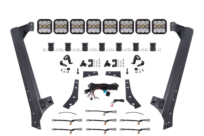 Diode Dynamics DD7266 SS5 Pro white combo CrossLink windshield lightbar kit for Jeep Wrangler JK