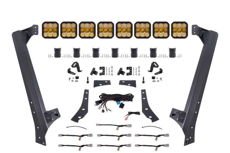 Diode Dynamics DD7267 SS5 Pro yellow combo CrossLink windshield lightbar kit for Jeep Wrangler JK